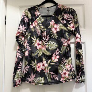 Hurley Tropical Print Rash Guard Size M NWOT